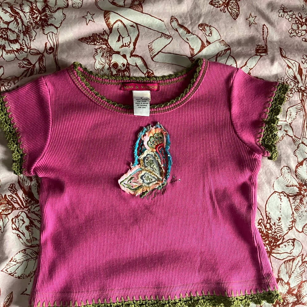 Pink Shirt with Embroidered Design